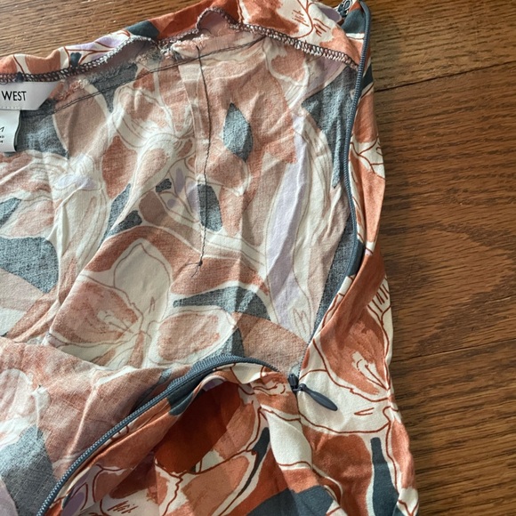 Nine West Floral Asymmetric Ruffle Hem Slip Skirt Medium Fairy Bloomcore Boho - Picture 5 of 9